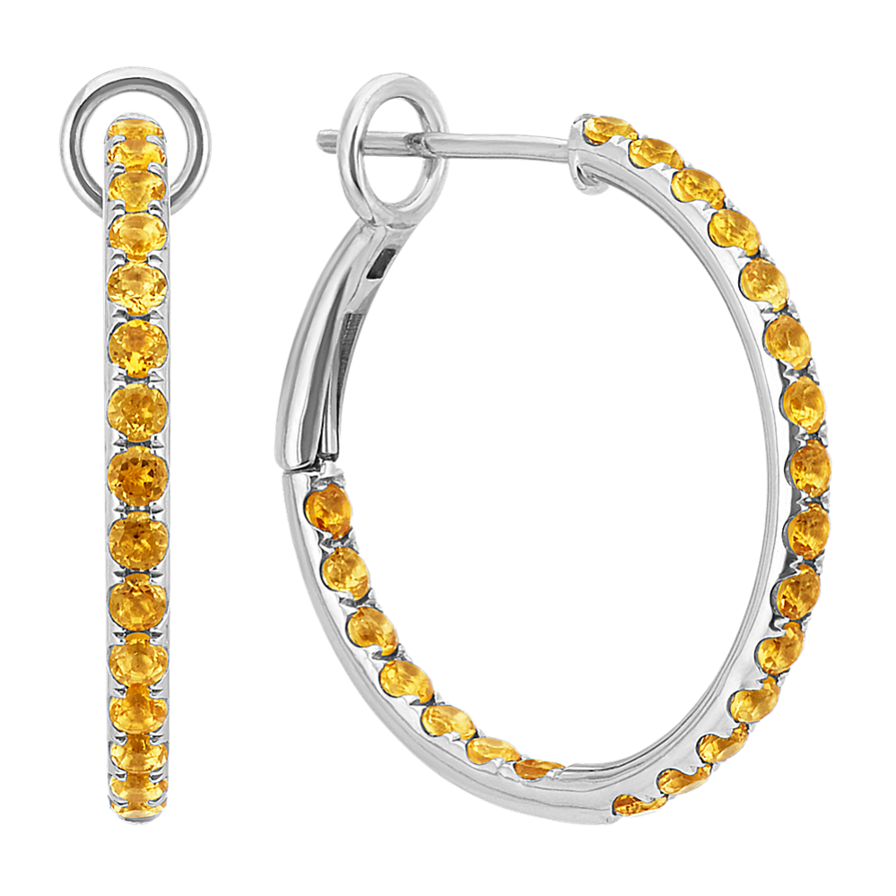 Citrine Hoop Earrings in Sterling Silver