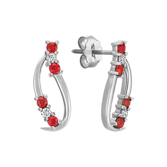 Cer Round Ruby And Diamond Earrings Shane Co Cer Round Ruby And Diamond Earrings