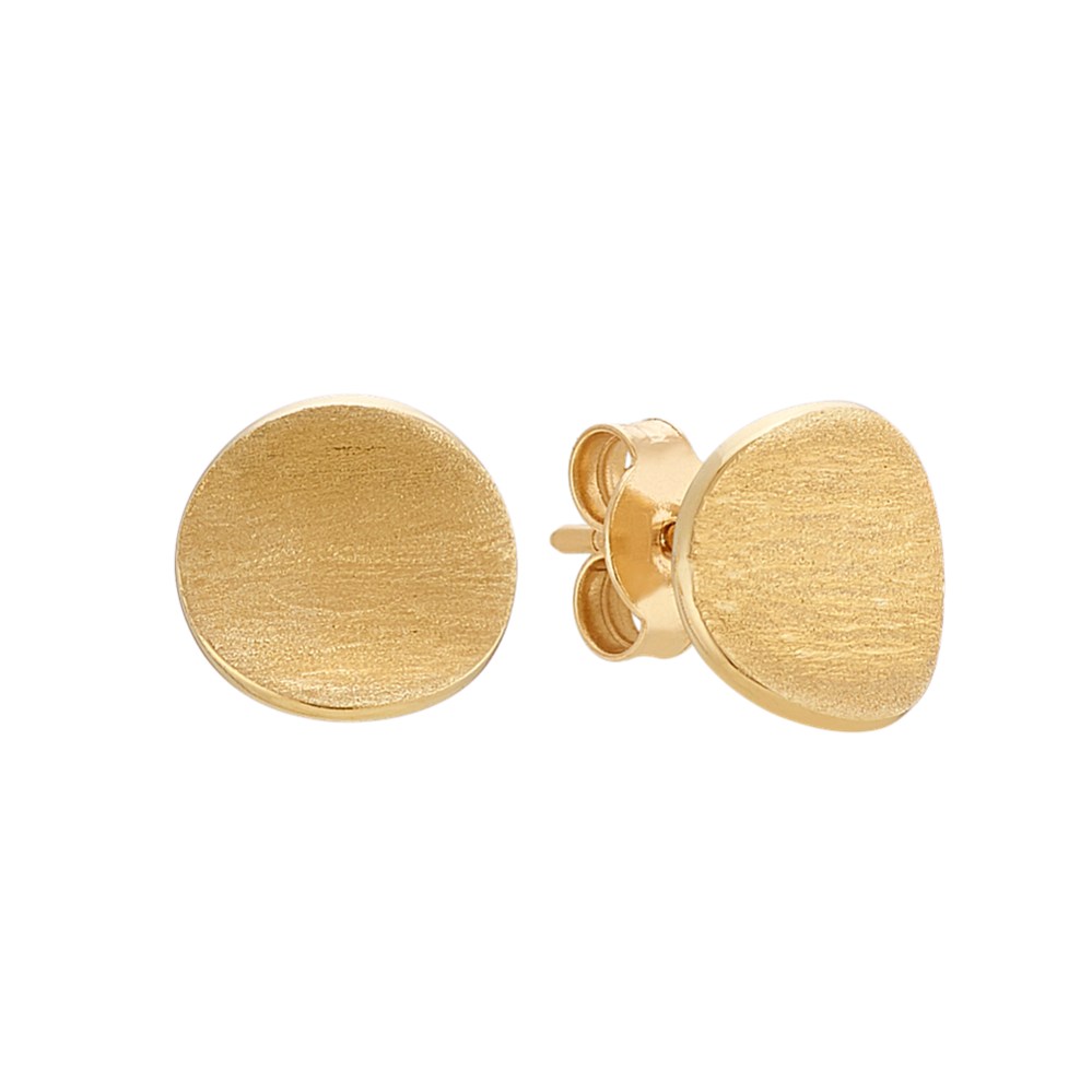 Concave Disc Earrings in 14k Yellow Gold