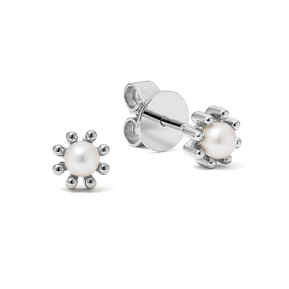 Sterling Silver Prong Set Cultured Freshwater Pearl Earrings Sterling Silver Prong Set Cultured Freshwater Pearl Earrings
