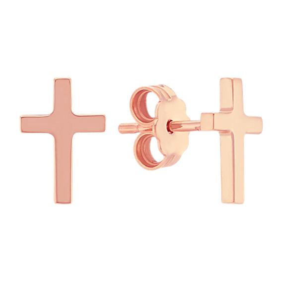 Cross Earrings in 14k White Gold Shane Co.