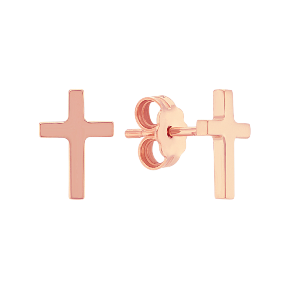 Cross Earrings in 14k Rose Gold