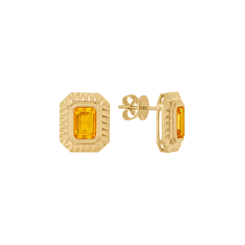 Curio Natural Citrine Earrings in 14K Yellow Gold