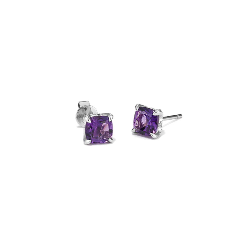 Vida Amethyst Studs in Sterling Silver