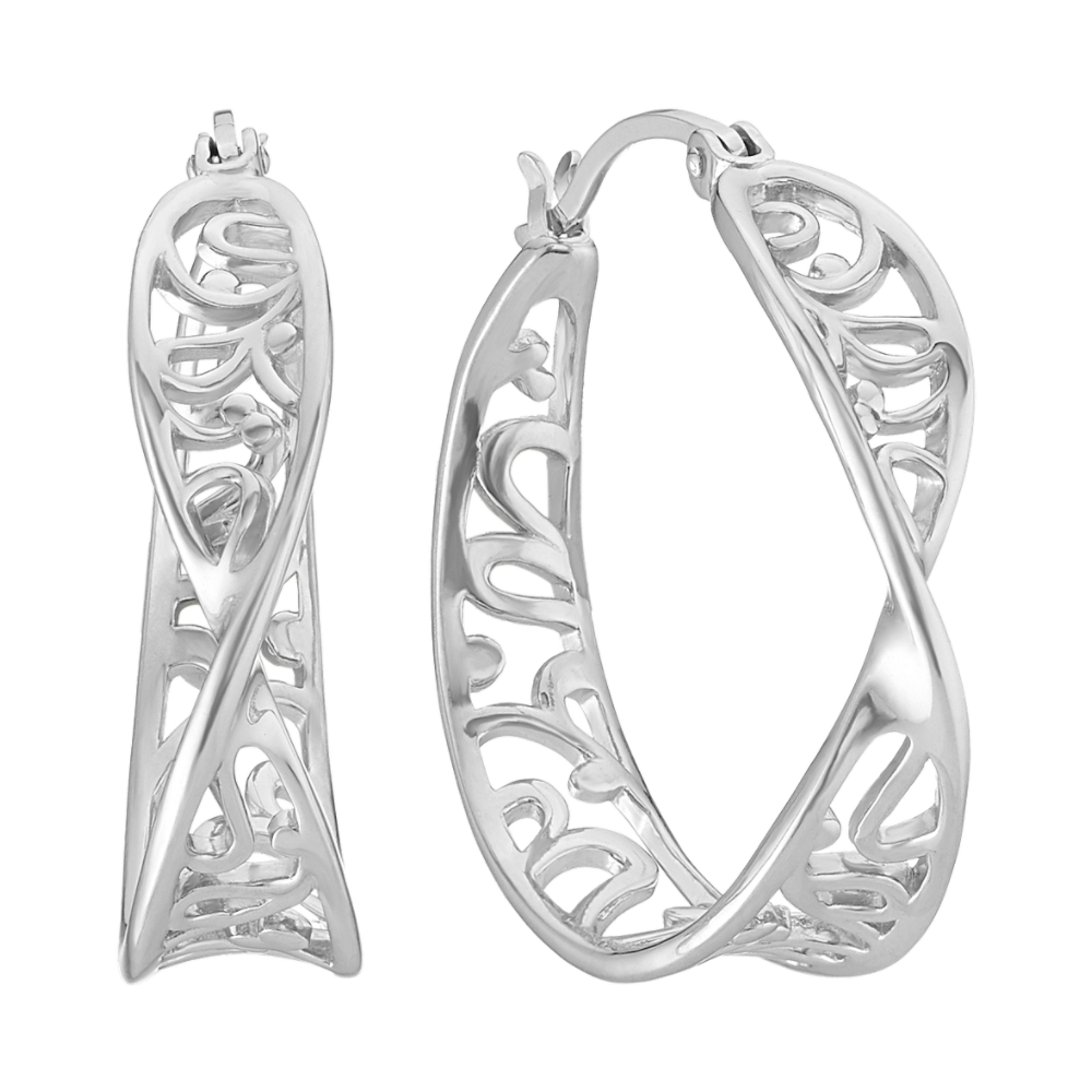 Cut Out Twist Hoop Earrings in Sterling Silver Shane Co.