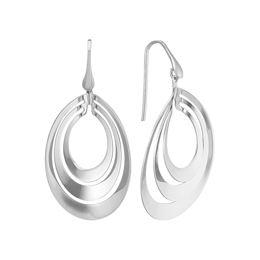 Cutout Oval Dangle Earrings in Sterling Silver