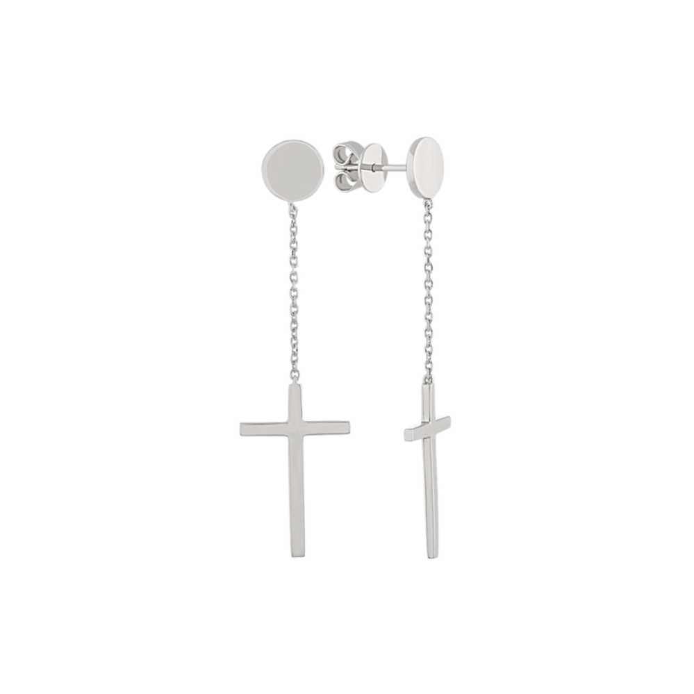 Dangle Cross Earrings in Sterling Silver
