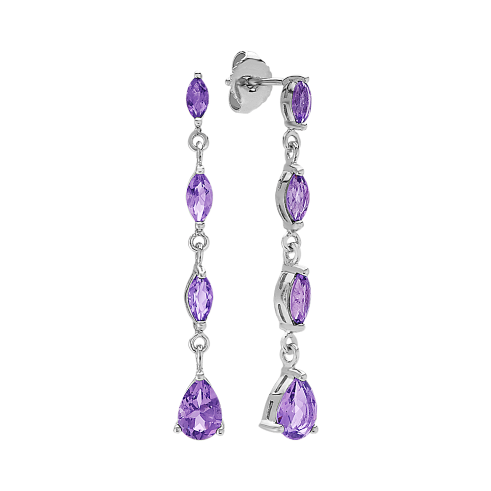 Dangle Marquise and Pear-Shaped Amethyst Earrings