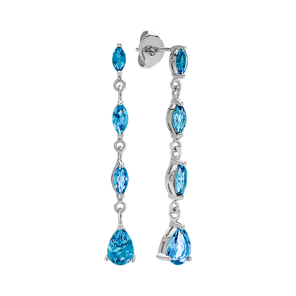 Dangle Marquise and Pear-Shaped London Blue Topaz Earrings