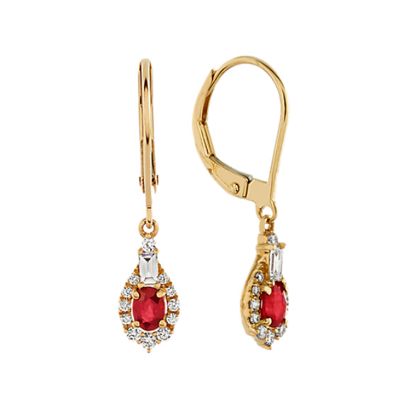 Dangle Ruby and Diamond Earrings