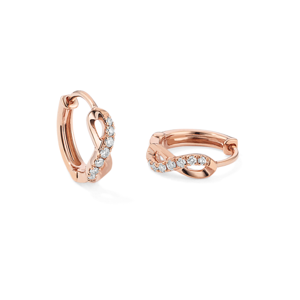 Diamond 14k Rose Gold Hoop Earrings