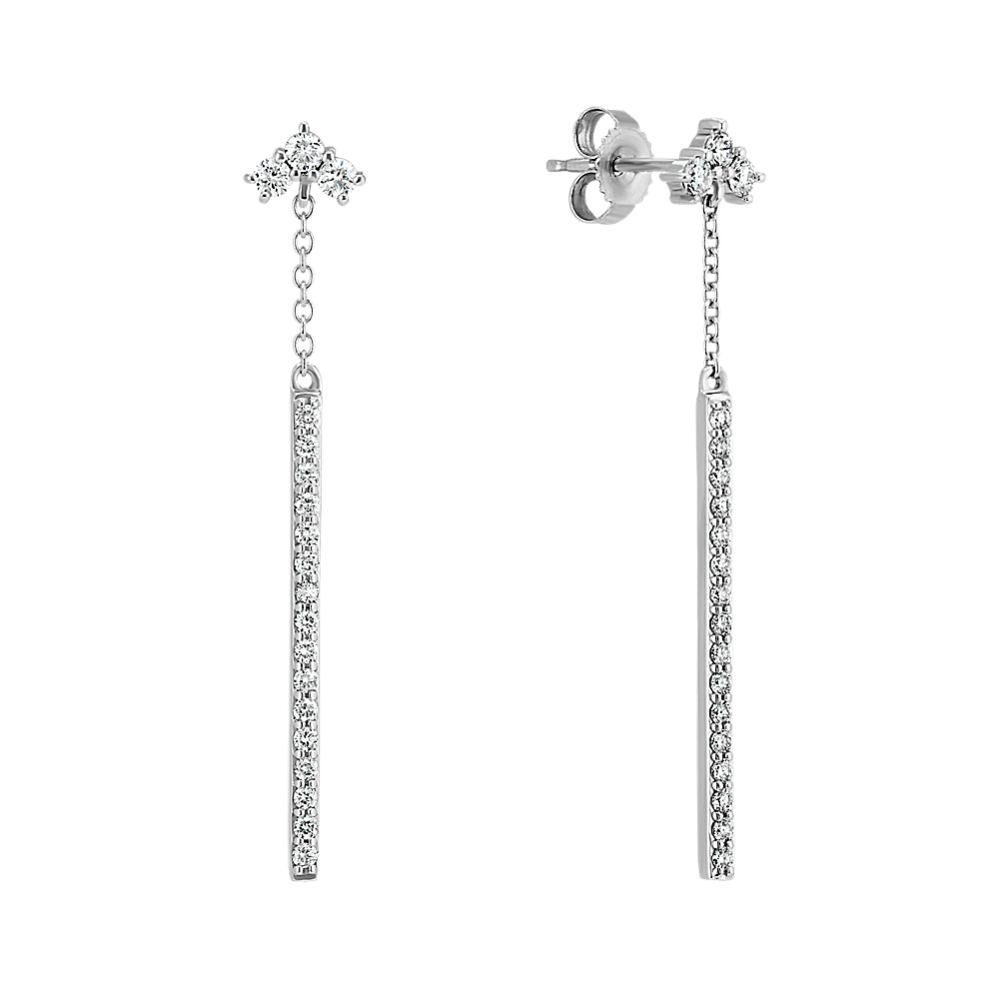 Diamond Bar Dangle Earrings