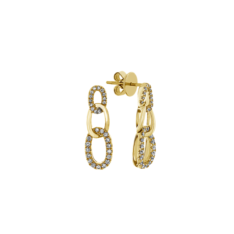 Diamond Bella Link Earrings in 14k Yellow Gold