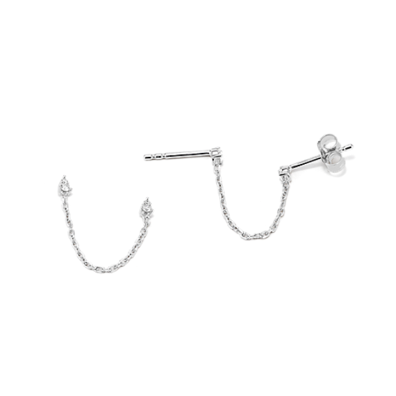 Diamond Chain Earrings for Double Piercing