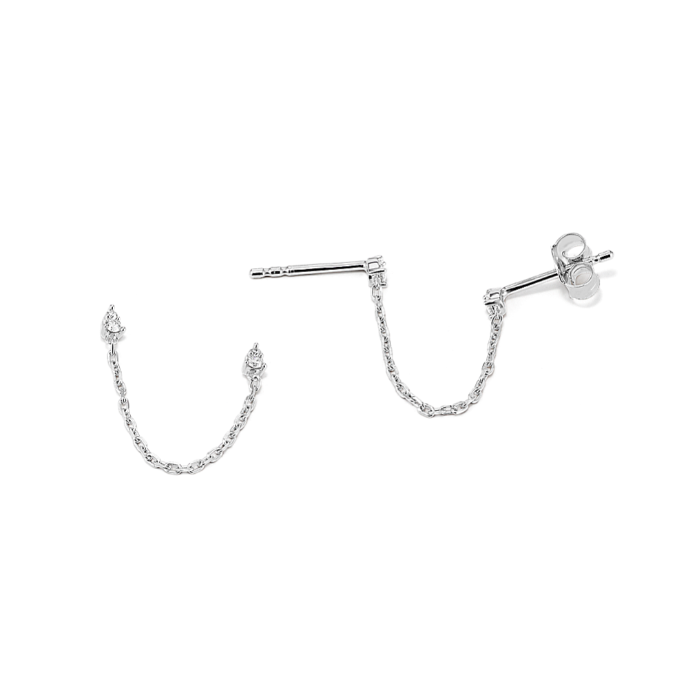 Diamond Chain Earrings for Double Piercing