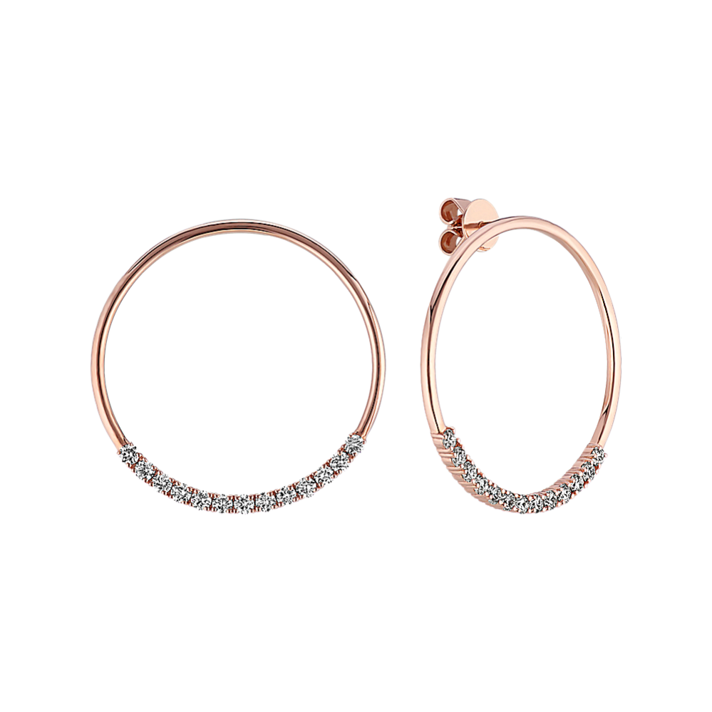 Diamond Circle Earrings in 14k Rose Gold