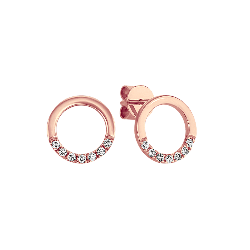 Diamond Circle Earrings in 14k Rose Gold