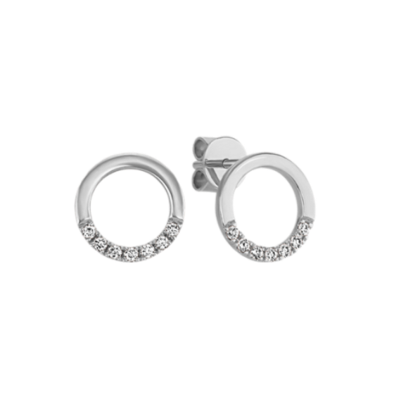 Diamond Circle Earrings in 14k White Gold