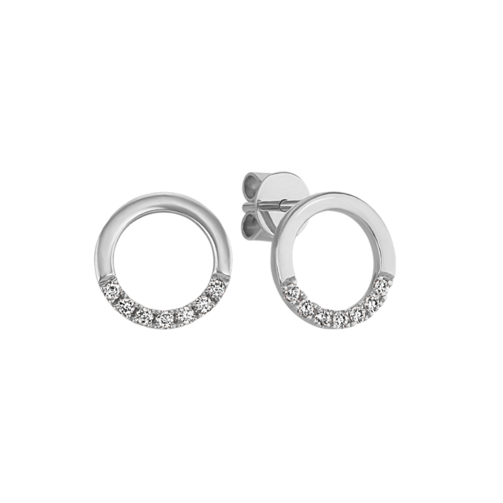 Diamond Circle Earrings in 14k White Gold