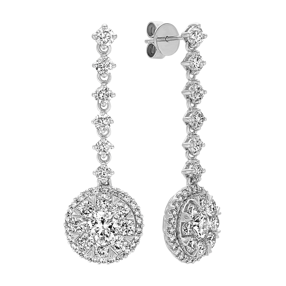 Diamond Cluster Drop Dangle Earrings