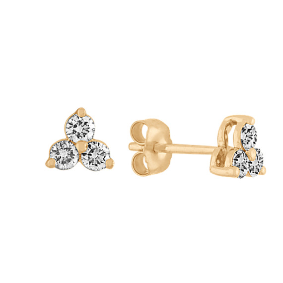 Diamond Cluster Earrings in 14K Yellow Gold
