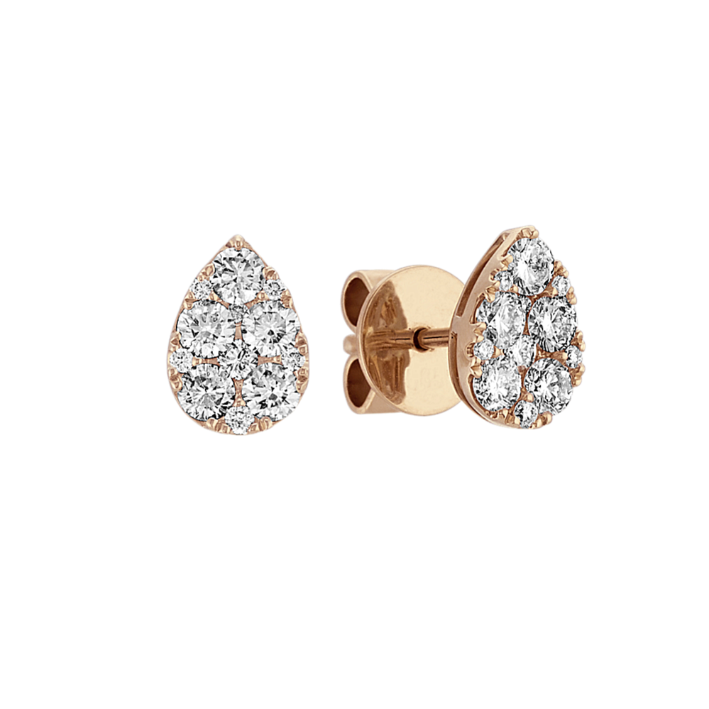 Diamond Cluster Earrings in 14k Rose Gold