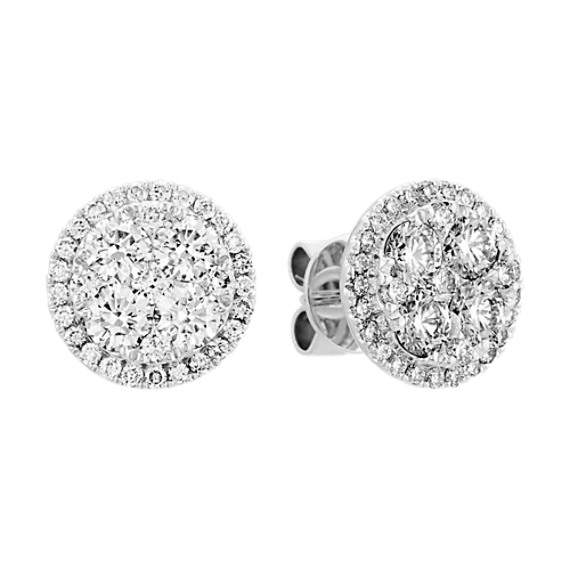 Diamond Cluster Earrings In 14k White Gold Shane Co
