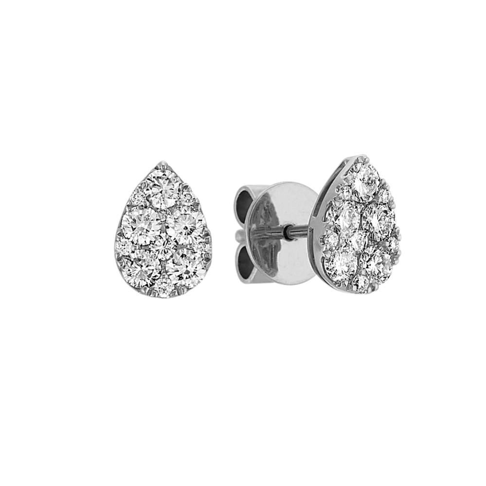 Diamond Cluster Earrings in 14k White Gold