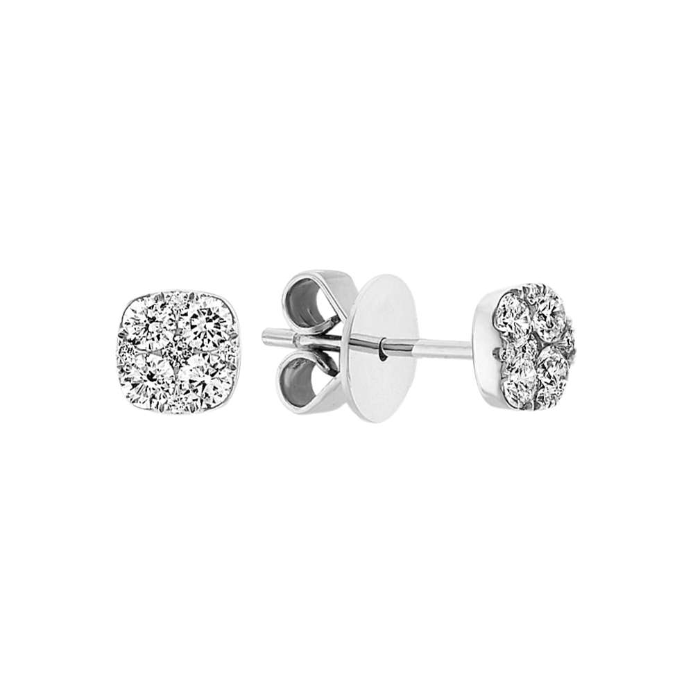 Diamond Cluster Earrings in 14k White Gold