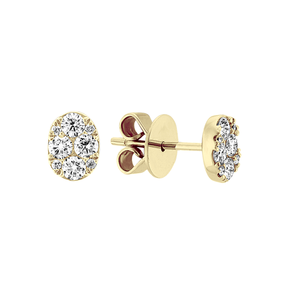Diamond Cluster Earrings in 14k Yellow Gold
