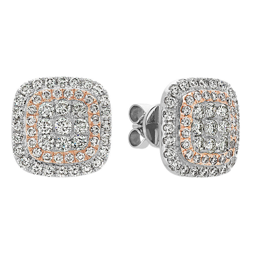 Diamond Cluster Earrings in Two-Tone 14k Gold