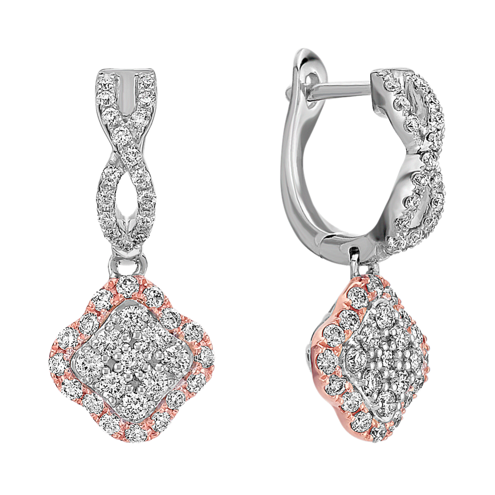 Diamond Cluster Earrings in White and Rose Gold
