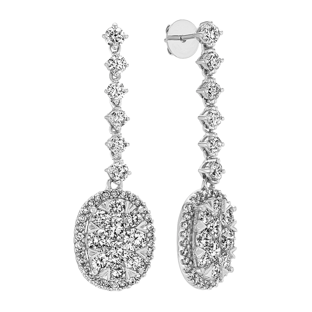 Diamond Dangle Drop Cluster Earrings