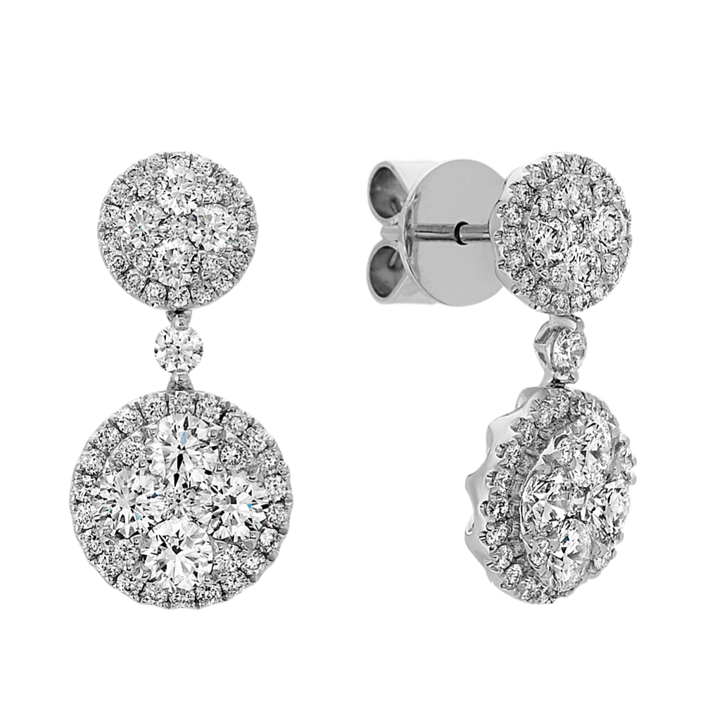 Diamond Dangle Earrings in 14k White Gold