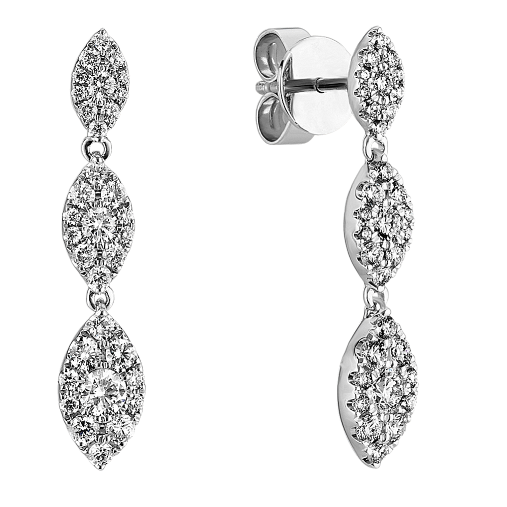 Diamond Dangle Earrings in 14k White Gold