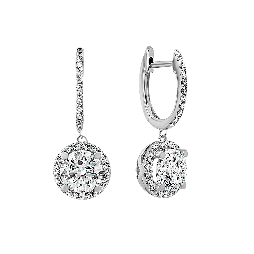 Diamond Dangle Earrings in 14k White Gold Shane Co.