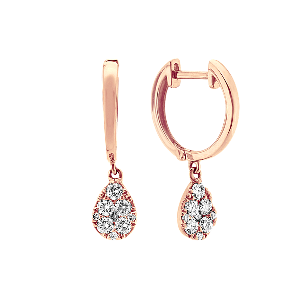 Diamond Dangle Hoops in 14k Rose Gold | Shane Co.