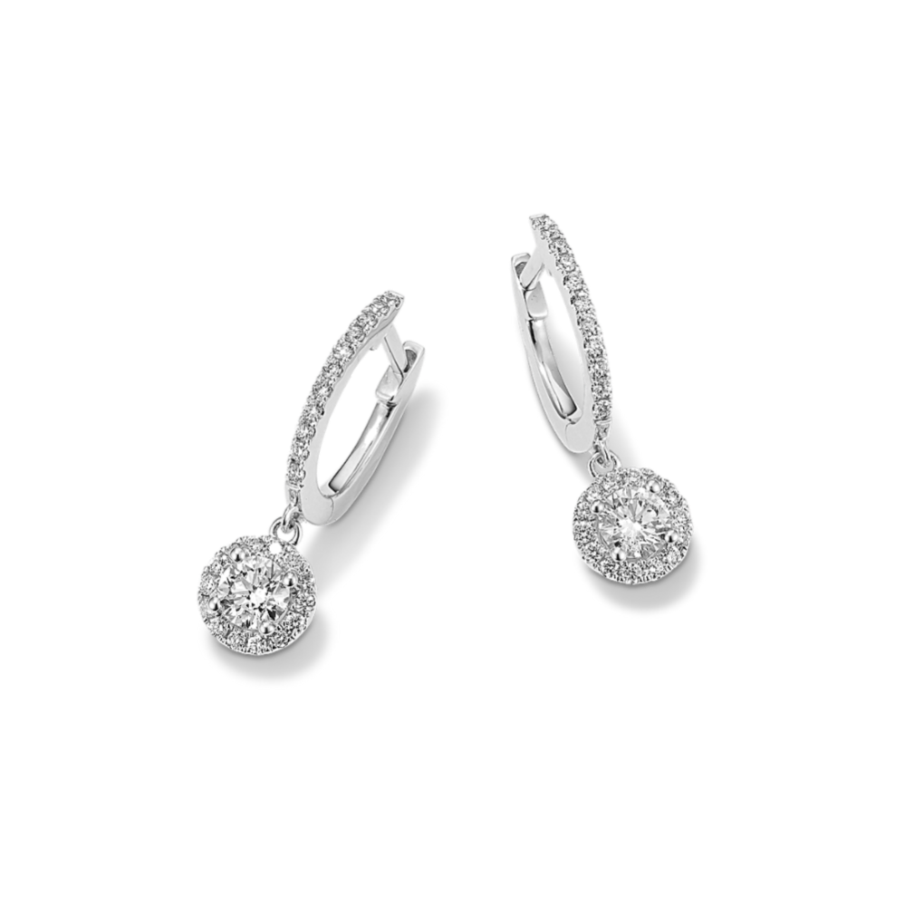 0.70 tcw Diamond Halo Drop Earrings