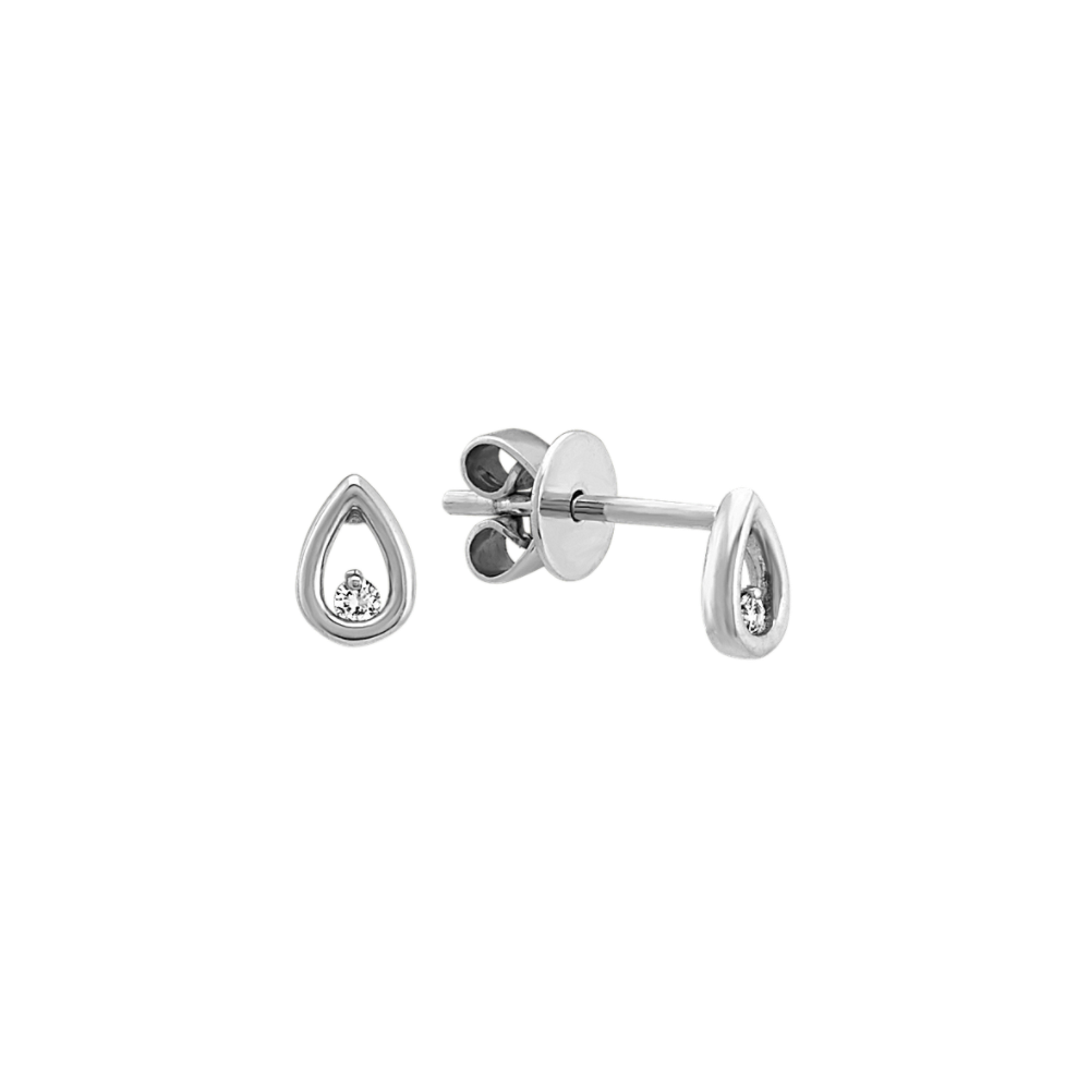 Natural Diamond Teardrop Earrings in Sterling Silver