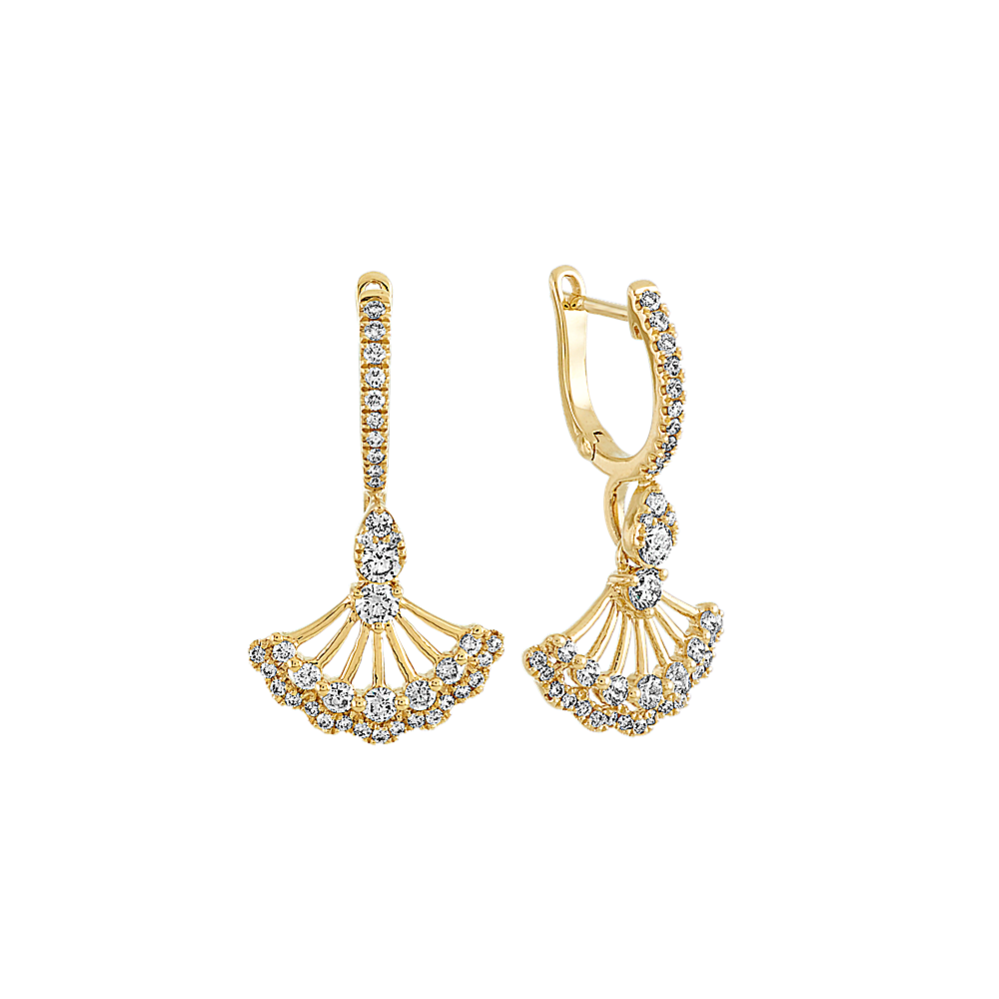 Diamond Fan Earrings in 18k Yellow Gold