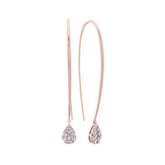 Diamond Fish Hook Earrings in 14k Rose Gold Shane Co.