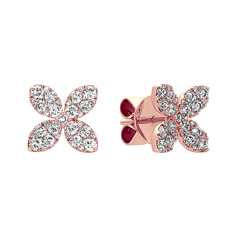 Diamond Flower Earrings in 14k Rose Gold Shane Co.