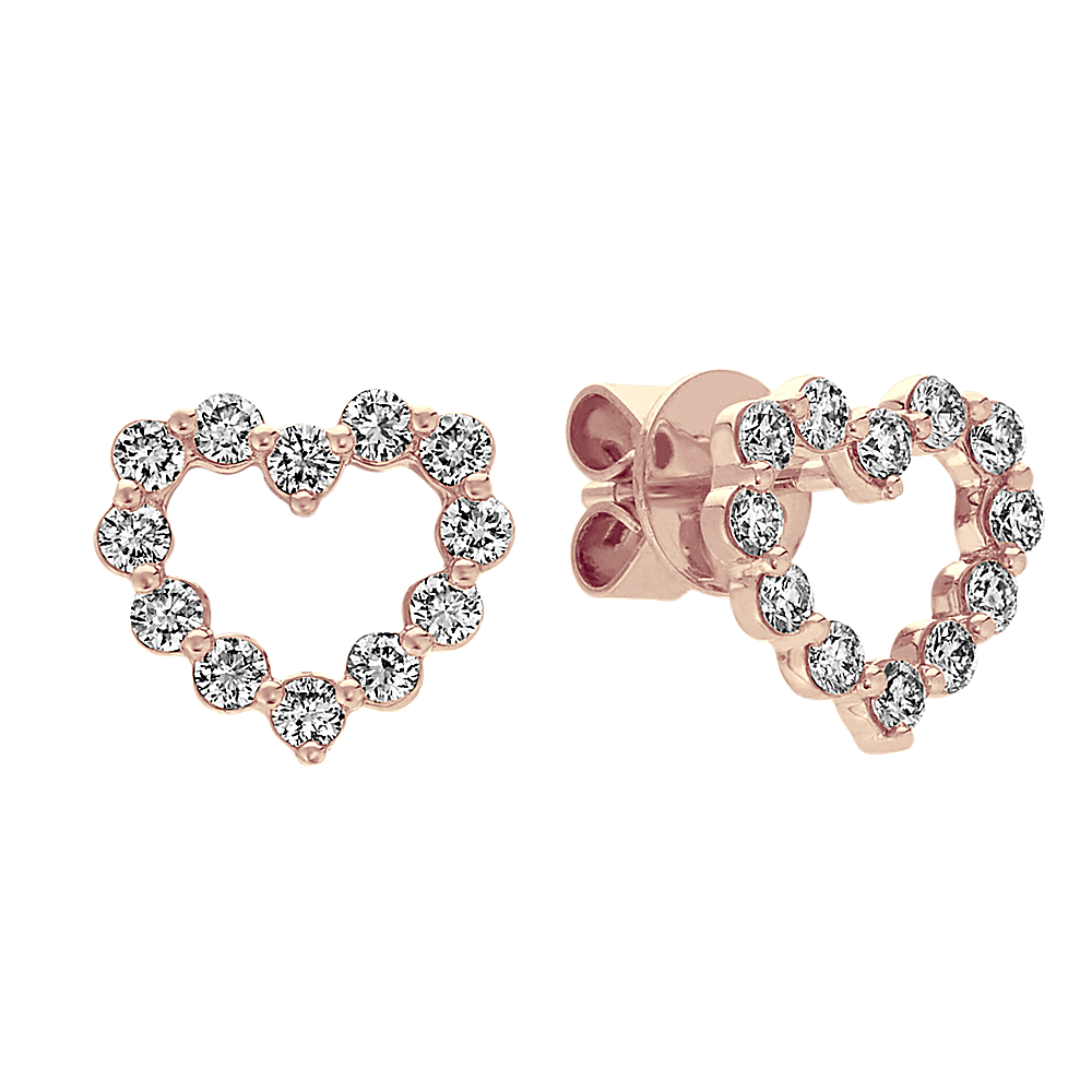 Diamond Heart Earrings in Rose Gold | Shane Co.