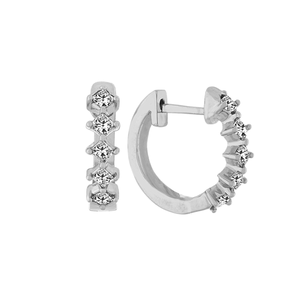 Diamond Hoop Earrings in 14K White Gold