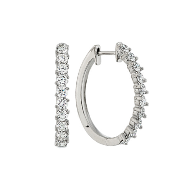 Diamond Hoop Earrings in 14K White Gold
