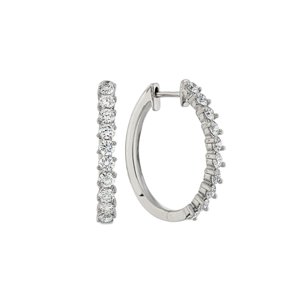 Diamond Hoop Earrings in 14K White Gold