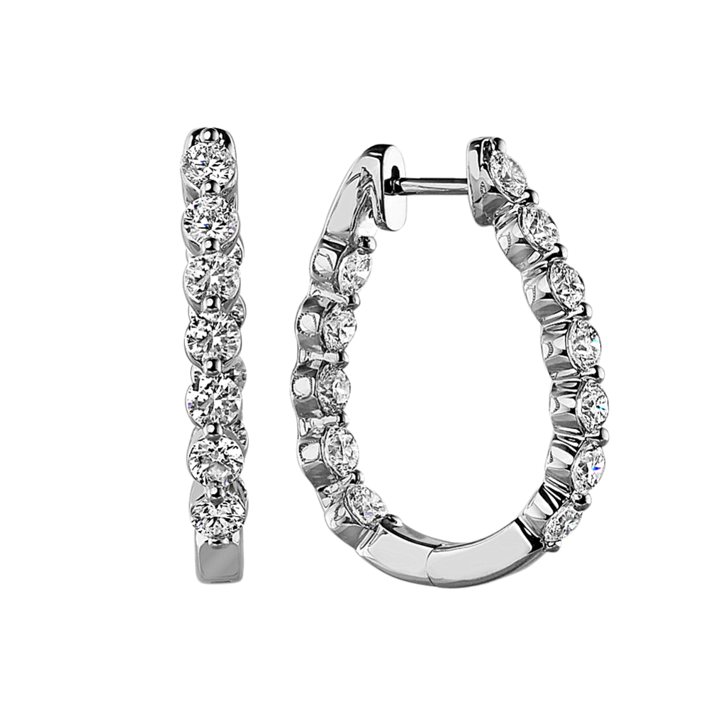 Diamond Hoop Earrings in 14K White Gold
