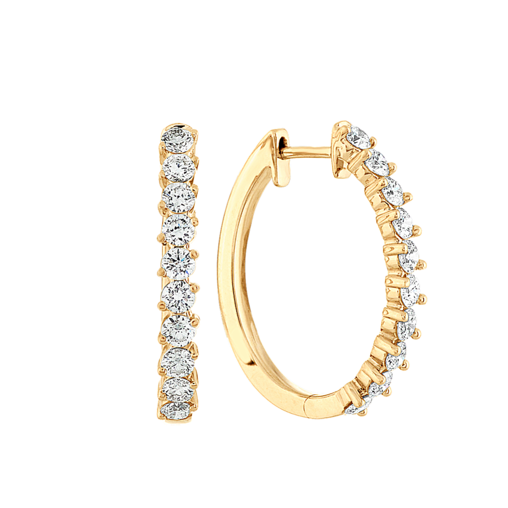 Diamond Hoop Earrings in 14K Yellow Gold