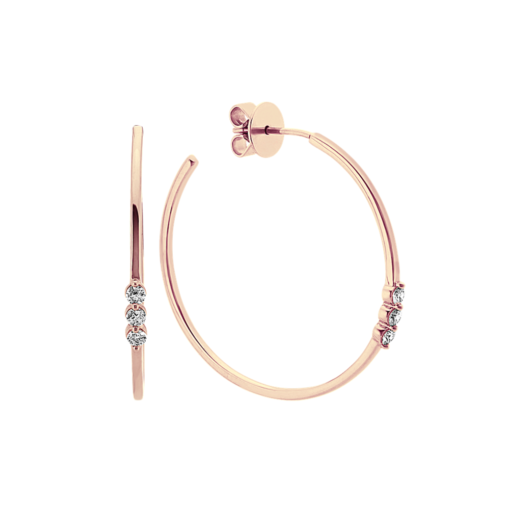 Diamond Hoop Earrings in 14k Rose Gold