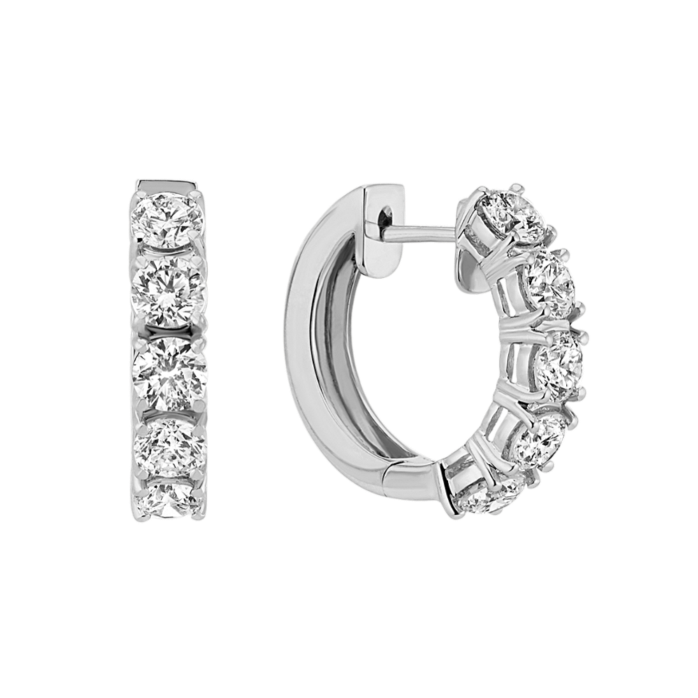 Diamond Hoop Earrings in 14k White Gold